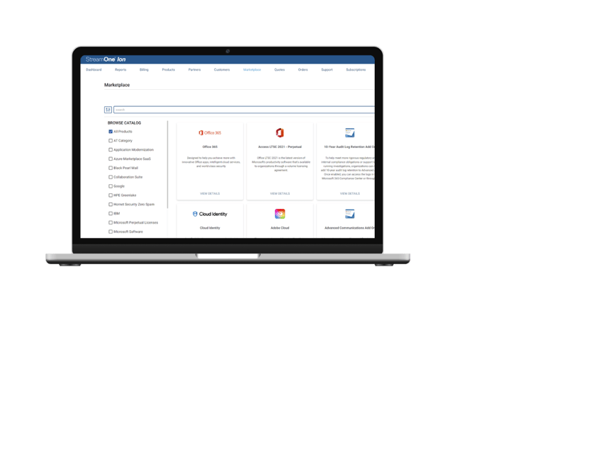 StreamOne Marketplace Tab