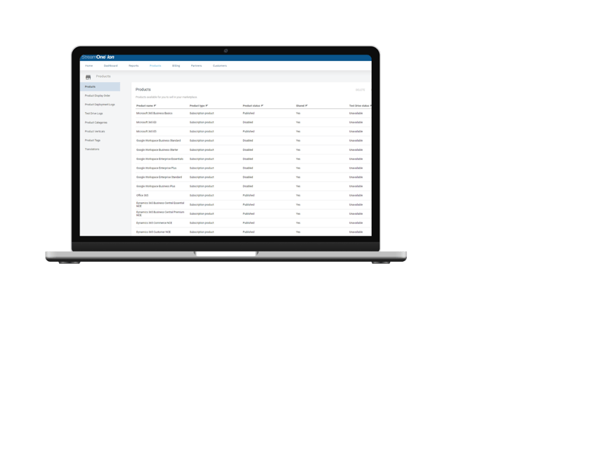 StreamOne Products Tab