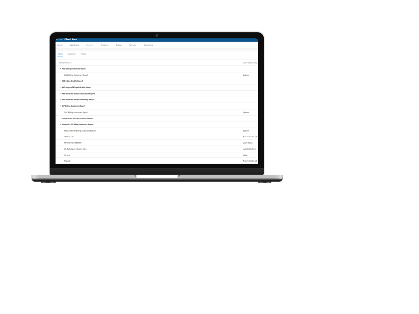 StreamOne Reports Tab